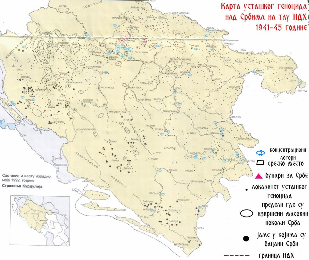 Karta ustaskog genocida nad Srbima na tlu NDH
